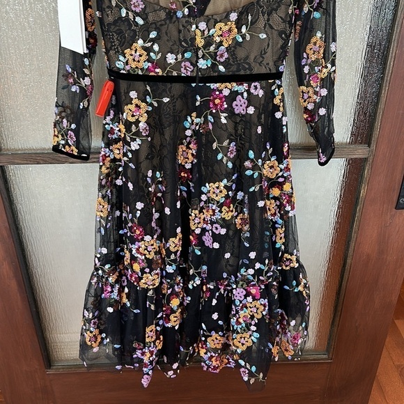 Mac Duggal BLACK FLORAL EMBROIDERED TEA LENGTH DRESS size 4 NEW $538 sldout size - Picture 10 of 14